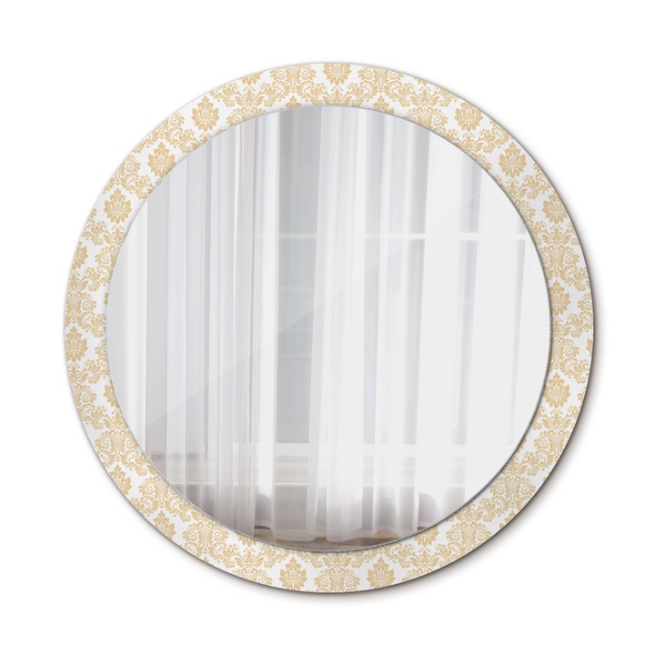 Oglinda de perete, Wallfluent, Model baroc, Rotunda, Beige, Ø90 cm, 010090550120300053978