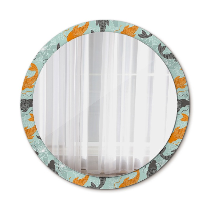Fali tükör, Wallfluent, Carp Koi, Kerek, Narancs, Ø100 cm, 010090550130300013087