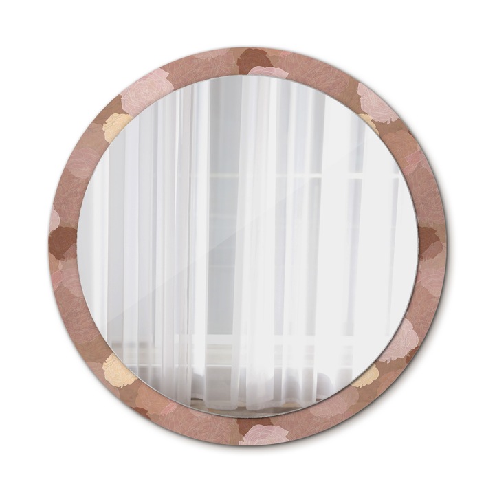 Fali tükör, Wallfluent, Rózsa kompozíció, Kerek, Bézs, Ø100 cm, 010090550130300072559