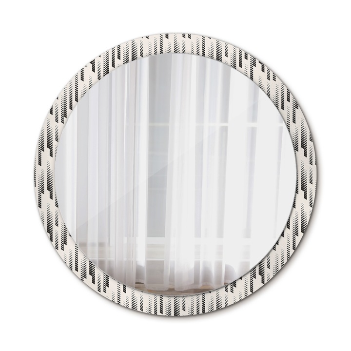 Fali tükör, Wallfluent, Csíkos minta, Kerek, Bézs, Ø100 cm, 010090550130300072580