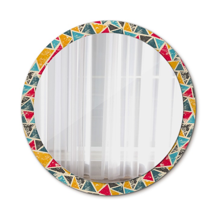 Fali tükör, Wallfluent, Retro kompozíció, Kerek, Többszínű, Ø100 cm, 010090550130300072556