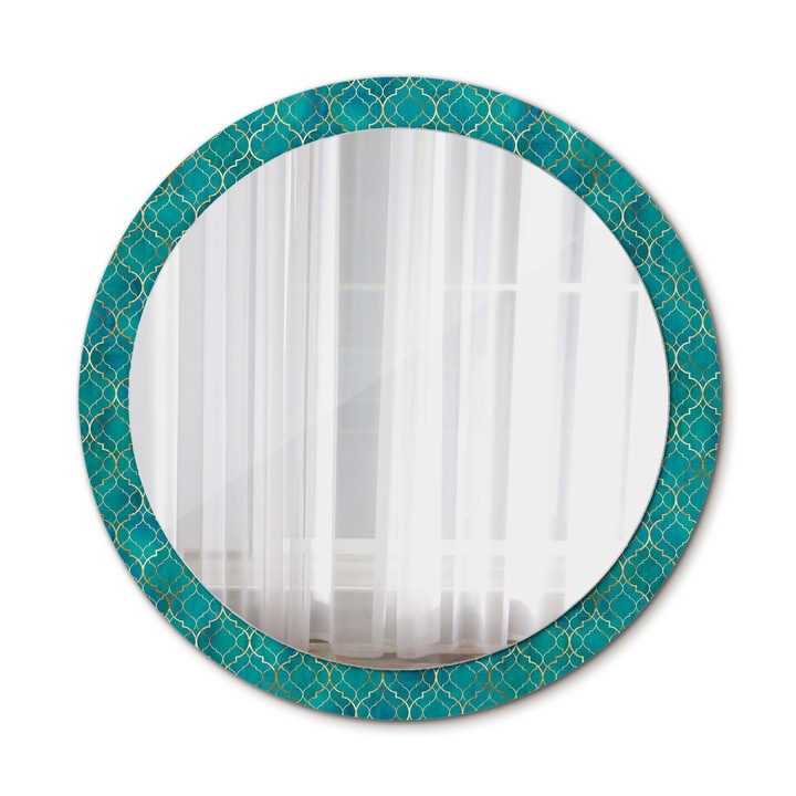 Fali tükör, Wallfluent, Színkompozíció, Kerek, Türkiz, Ø90 cm, 010090550120300072596