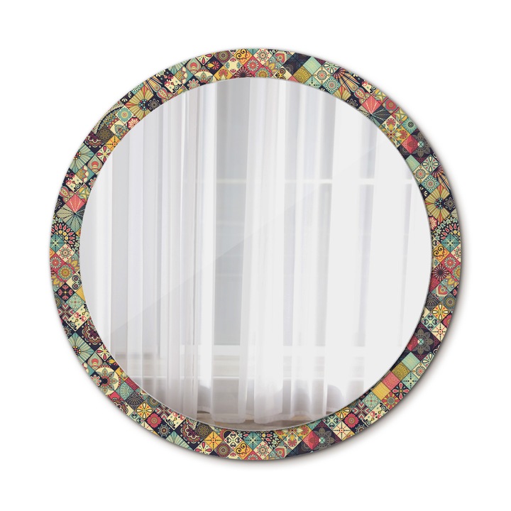 Fali tükör, Wallfluent, Patchwork csempe, Kerek, Többszínű, Ø100 cm, 010090550130300013179