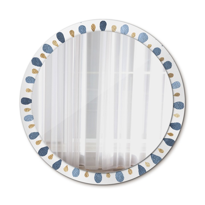 Fali tükör, Wallfluent, Hold mandala, Kerek, Tengeri kék, Ø100 cm, 010090550130300072597