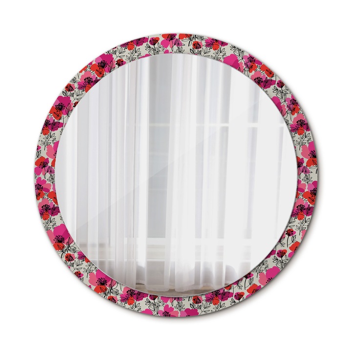 Fali tükör, Wallfluent, Maci, Kerek, Piros, Ø100 cm, 010090550130300072620
