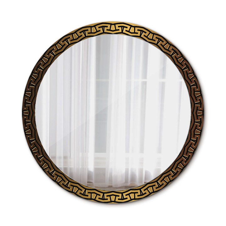 Fali tükör, Wallfluent, Görög dísz, Kerek, Arany, Ø100 cm, 010090550130300072626