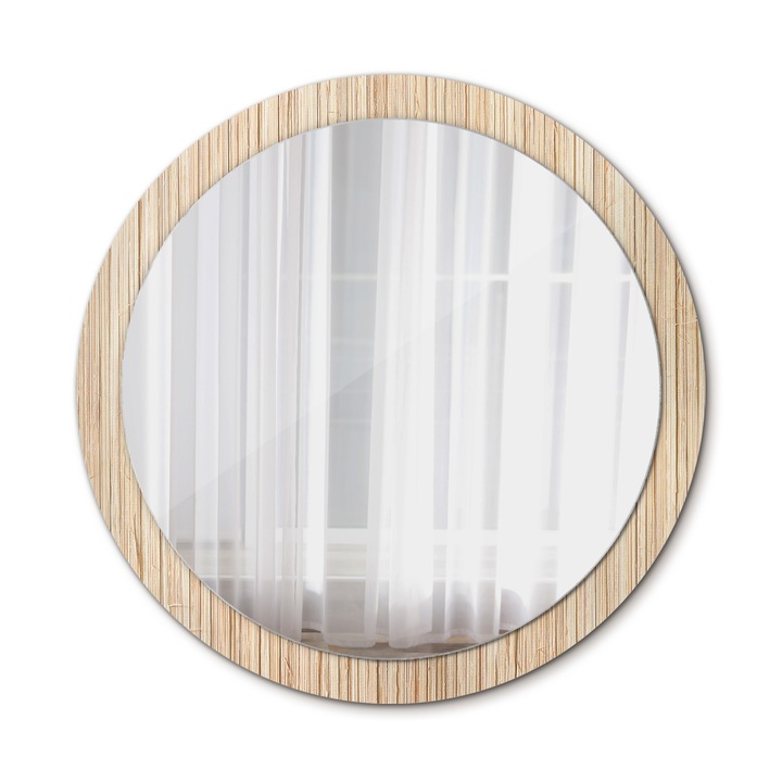 Fali tükör, Wallfluent, Bambusz szalma, Kerek, Bézs, Ø100 cm, 010090550130300029815