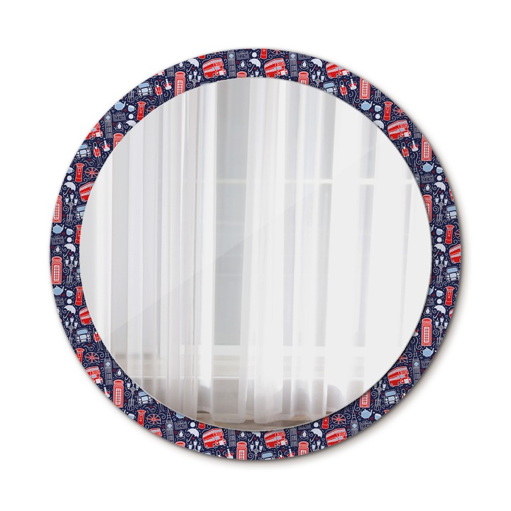 Fali tükör, Wallfluent, London, Kerek, Többszínű, Ø100 cm, 010090550130300072603