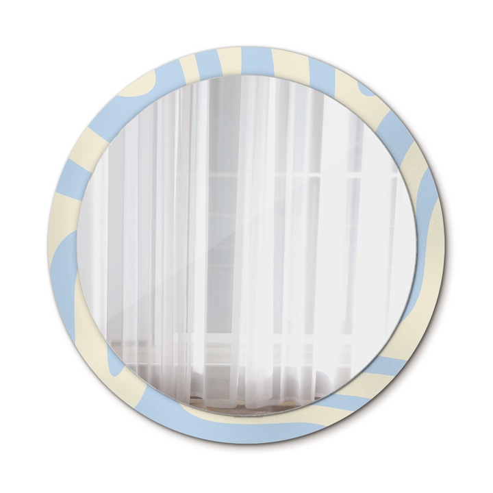 Стенно огледало, Coloray, Абстрактна форма, Кръгло, Синьо, рамка, Ø100 см, 010090550130300072650