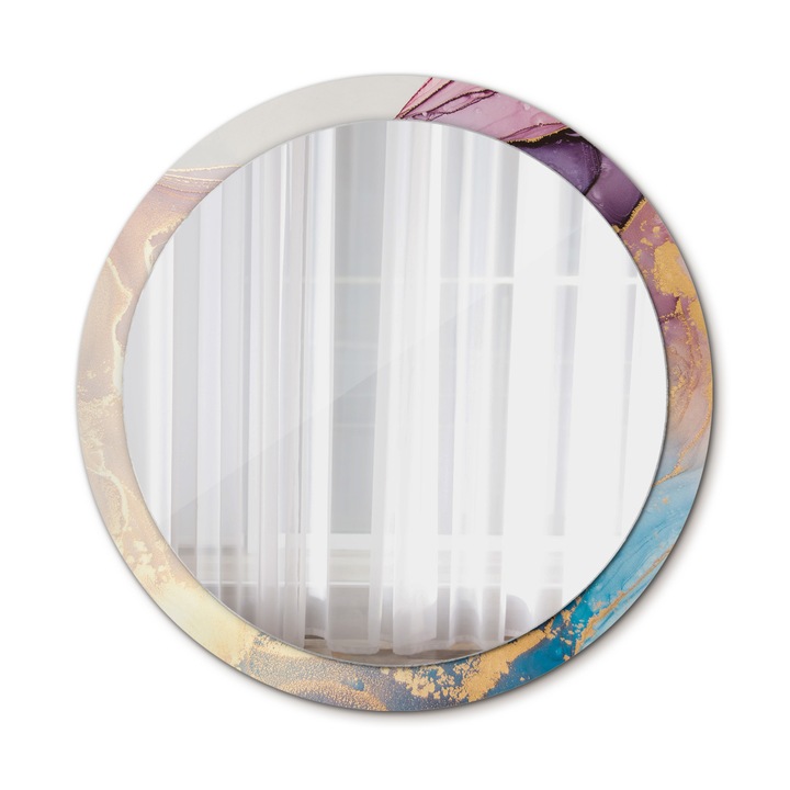 Fali tükör, Wallfluent, Márvány kő, Kerek, Kék, Ø100 cm, 010090550130300053830