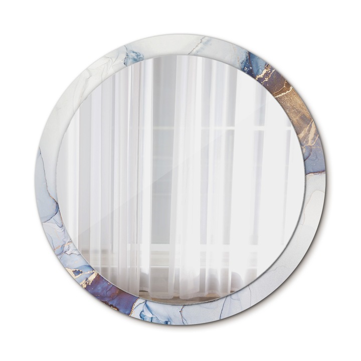 Fali tükör, Wallfluent, Absztrakt művészet, Kerek, Kék, Ø100 cm, 010090550130300053838