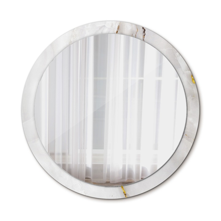 Fali tükör, Wallfluent, Fényes márvány, Kerek, Fehér, Ø100 cm, 010090550130300053829