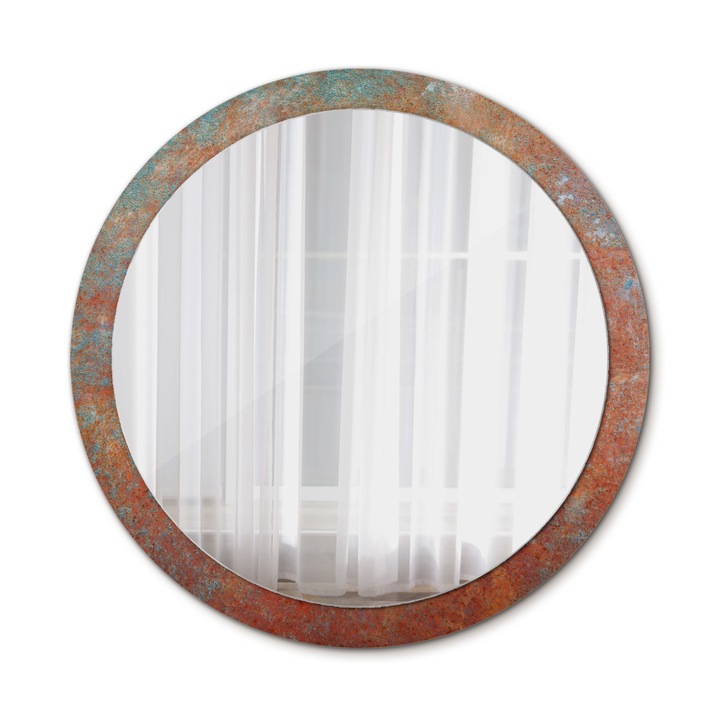 Fali tükör, Wallfluent, Rozsdás fém, Kerek, Narancs, Ø100 cm, 010090550130300053925