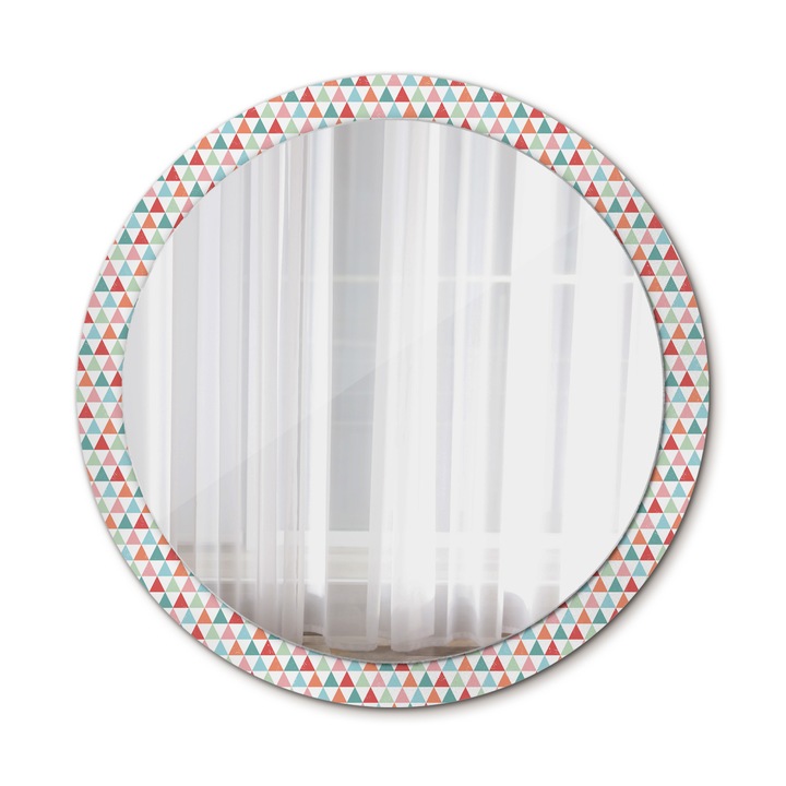 Fali tükör, Wallfluent, Geometrikus minta, Kerek, Többszínű, Ø100 cm, 010090550130300029324