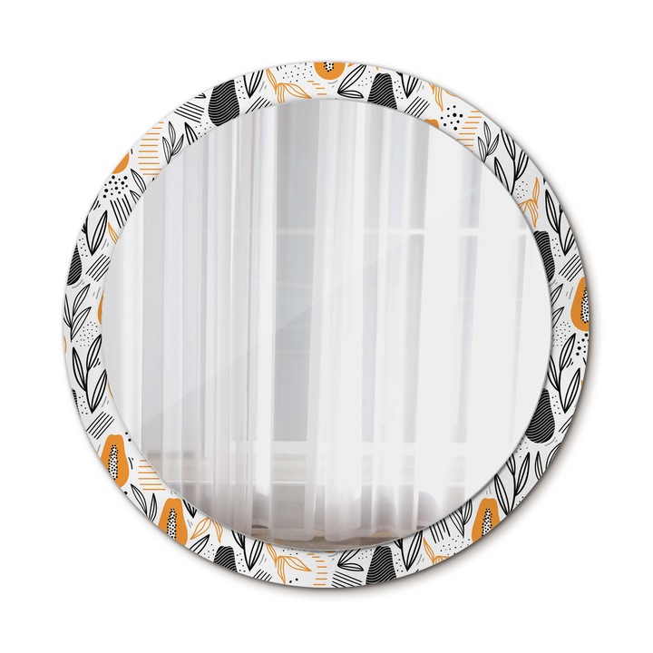 Fali tükör, Wallfluent, Papaya, Kerek, Narancs, Ø100 cm, 010090550130300072599