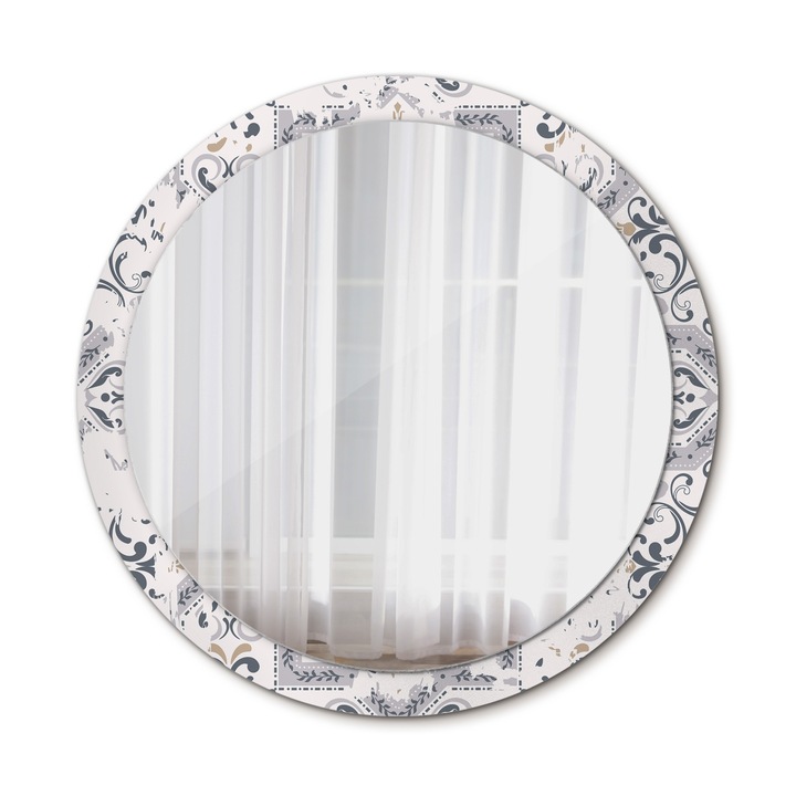 Fali tükör, Coloray, kerek, Retro Csempe, kerettel, Piros, Ø100 cm, 010090550130300072636