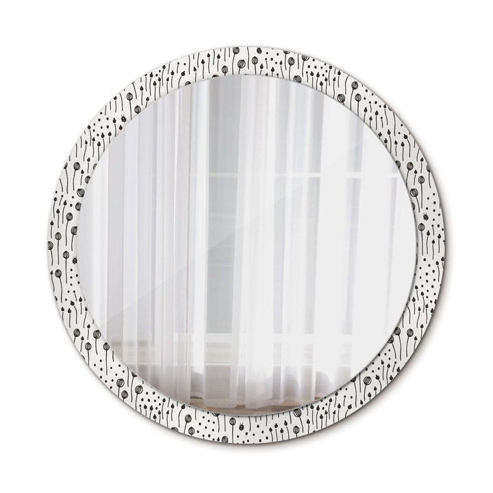 Fali tükör, Coloray, kerek, Virágos Rajz, kerettel, Zöld, Ø100 cm, 010090550130300072616