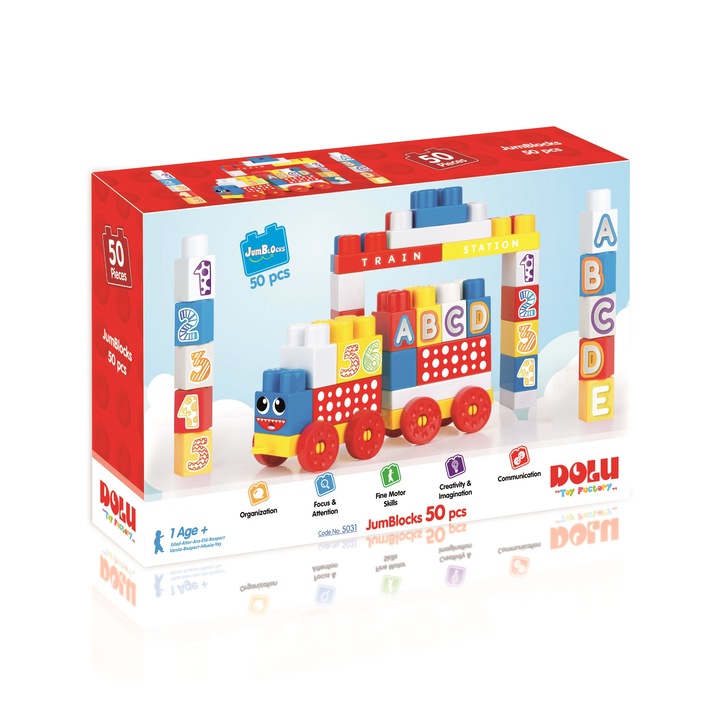 Set constructie Dolu -JumBlocks, 50 piese, multicolor