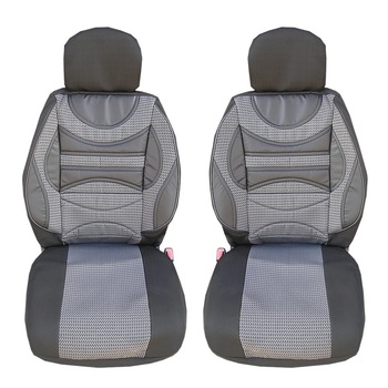 Set huse scaune auto fata universale Flexzon LUX Premium, gri, 1+1 cu suport lombar Set huse scaune auto fata universale Flexzon LUX Premium, gri, 1+1 cu suport lombar