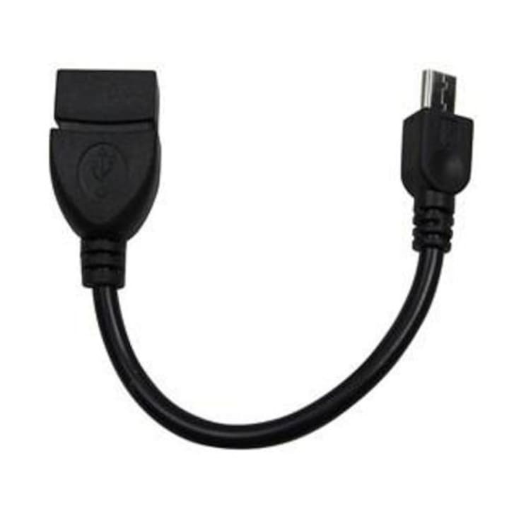 Cablu adaptor OTG USB2.0 mama la microUSB B tata, lungime 10cm, negru