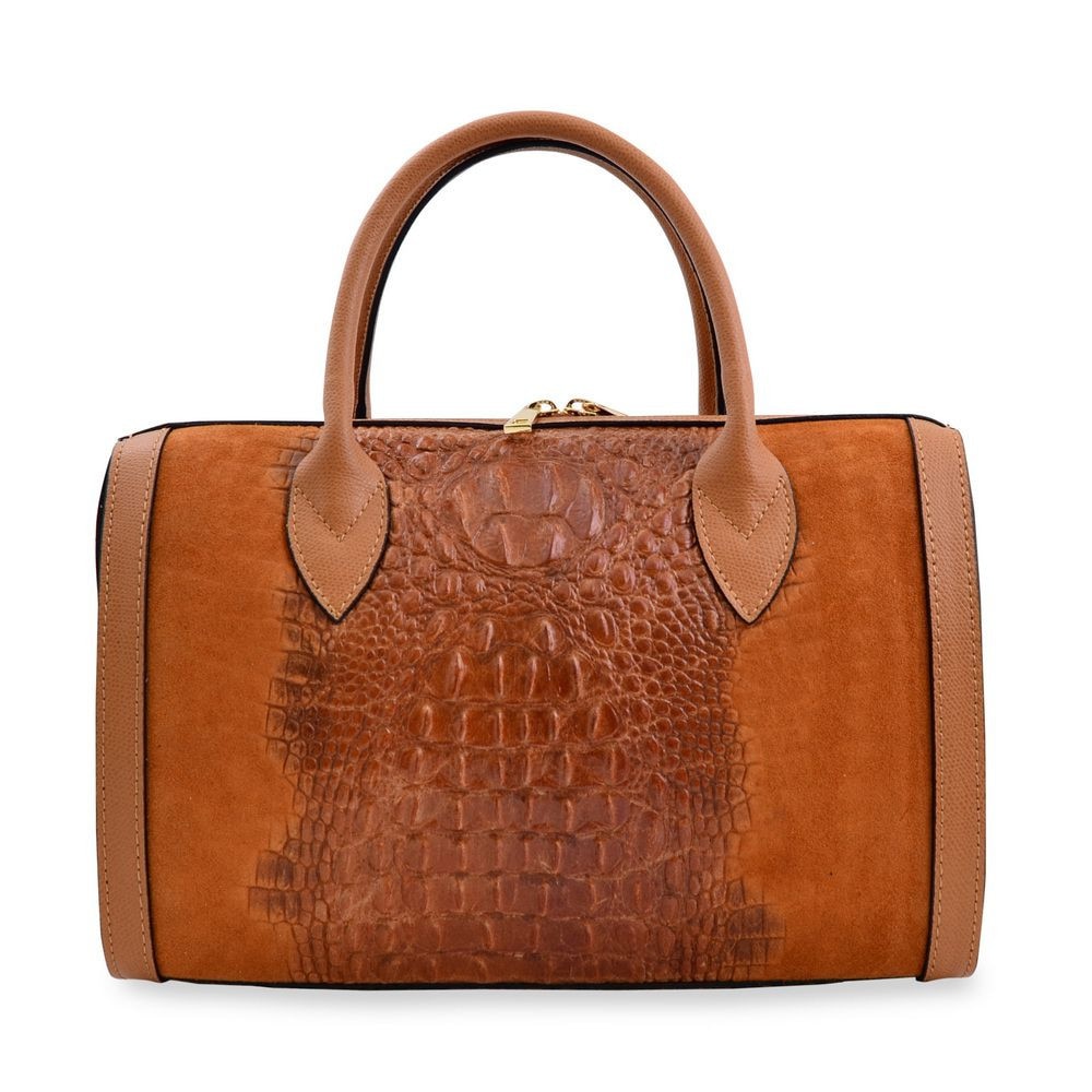 Geanta casual Wake Up, de dama, piele naturala, culoare maro-camel