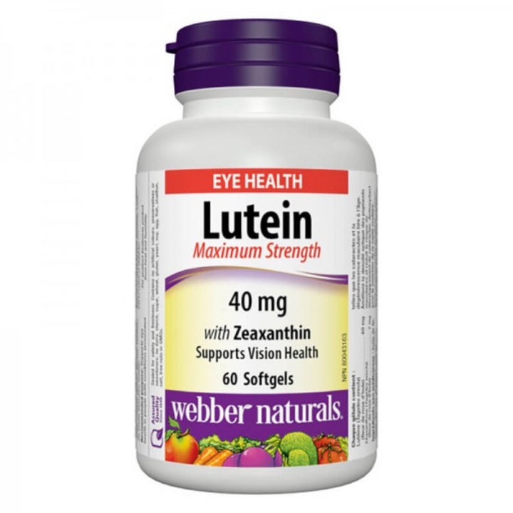 Supliment alimentar, Webber Naturals, Luteina cu Zeaxanthin Extra Puternic, 60 Capsule Softgel