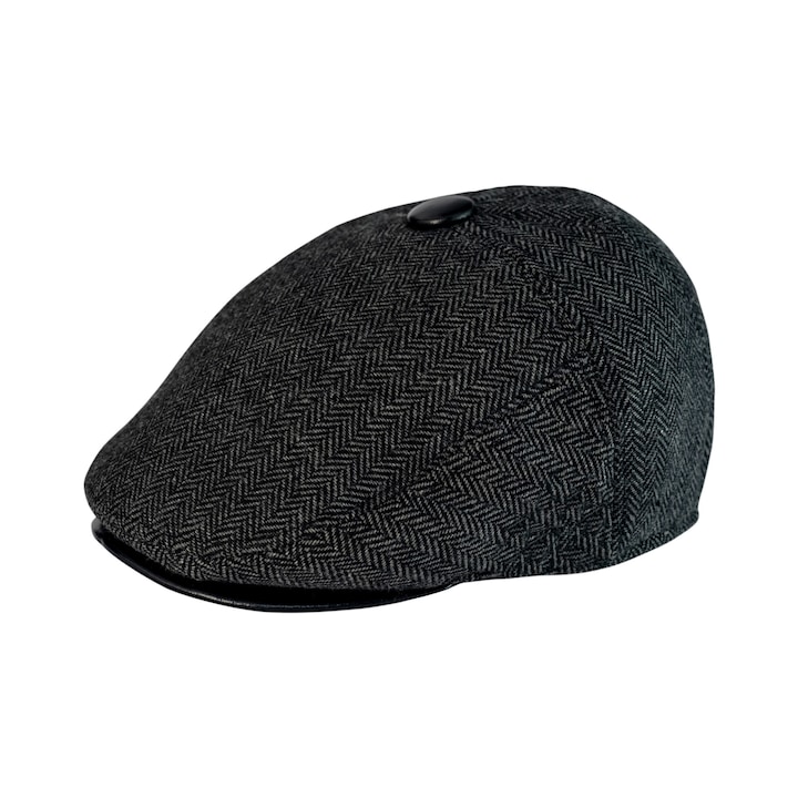 Sapca barbati, A&K, Model herringbone, Gri inchis, 57