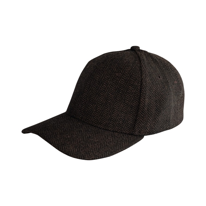 Sapca A&K, pentru barbati, tesatura tricotata, cu inchidere cu velcro, maro inchis