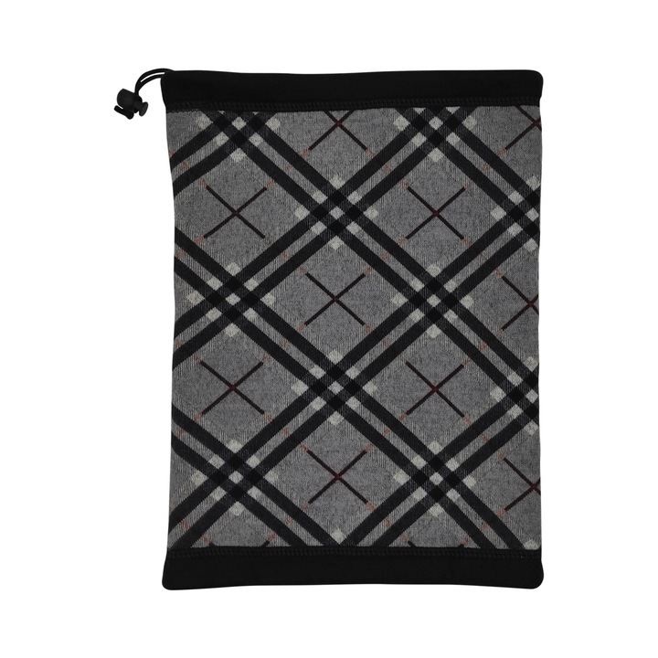 Bandana sport multifunctionala, A&K, Lana, Gri/Negru, 30 x 25 cm