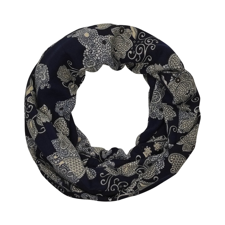 Fular circular dama, A&K, Acril, 30 x 65 cm, Bleumarin