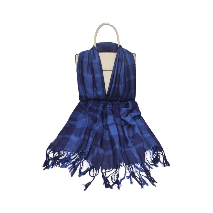 Esarfa unisex, A&K, Acril, 70 x 180 cm, Albastru