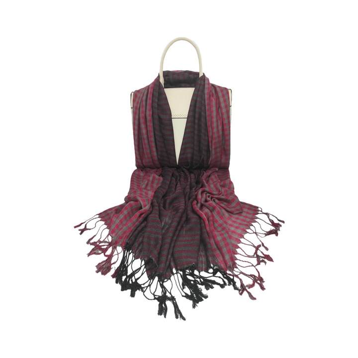 Esarfa unisex, A&K, Acril, 70 x 180 cm, Roz/Maro