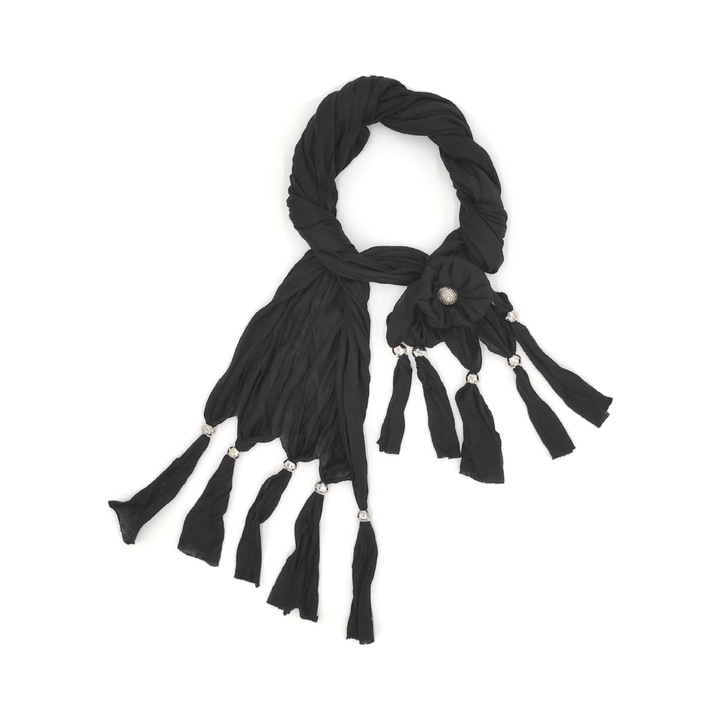 Esarfa de dama A&K, cu franjuri, negru