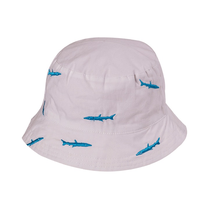 Palarie pentru copii, A&K, Bumbac, 51-53cm, Alb/Albastru