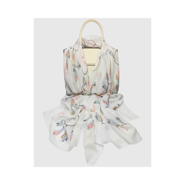 Esarfa dama cu franjuri Pashmina, A&K, Voal, 170 x 70 cm, Multicolor