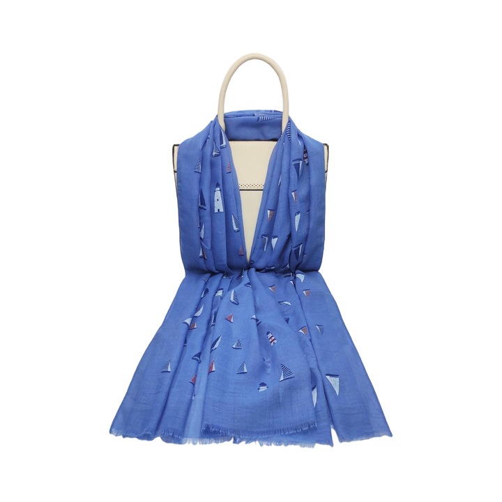 Esarfa dama, A&K, Voal, 70 x 170 cm, Albastru