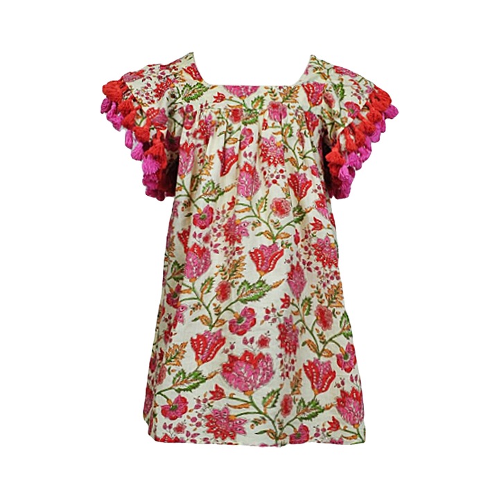 Rochie pentru copii A&K manual din bumbac 100, Multicolor, 122 CM