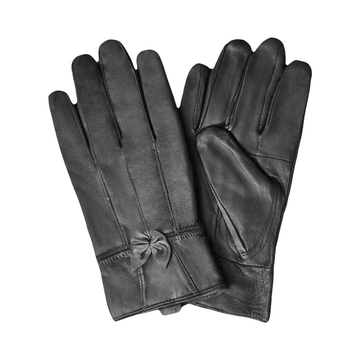 Manusi dama, A&K, Piele ecologica, Negru, Sizes: S, M, L