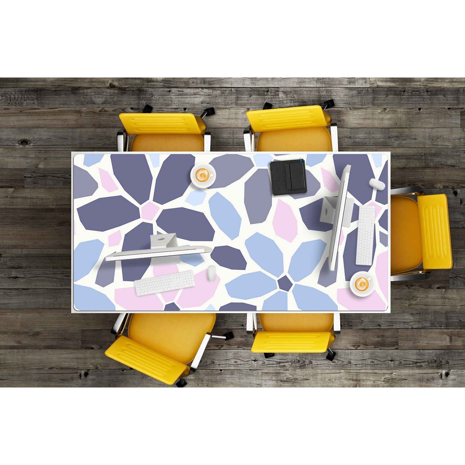 Mapa PVC pentru birou, Flori Geometrice, Violet, 120 cm x 60 cm ...