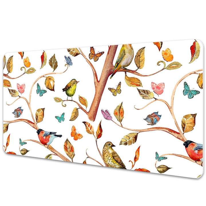 Mapa birou. din PVC. pentru protectie birou. Pasari Pe O Rama. Multicolor. 90 cm x 45 cm. 010250300040100011123