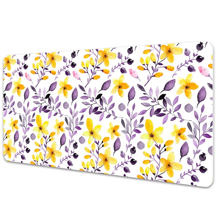 Mapa birou. din PVC. pentru protectie birou. Model De Flori Abstracte. Galben. 90 cm x 45 cm. 010250300040100011345
