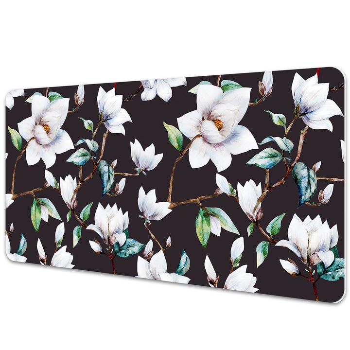 Mapa PVC pentru birou. Flori Pictate. Negru. 100 cm x 50 cm. 010250300020100011016
