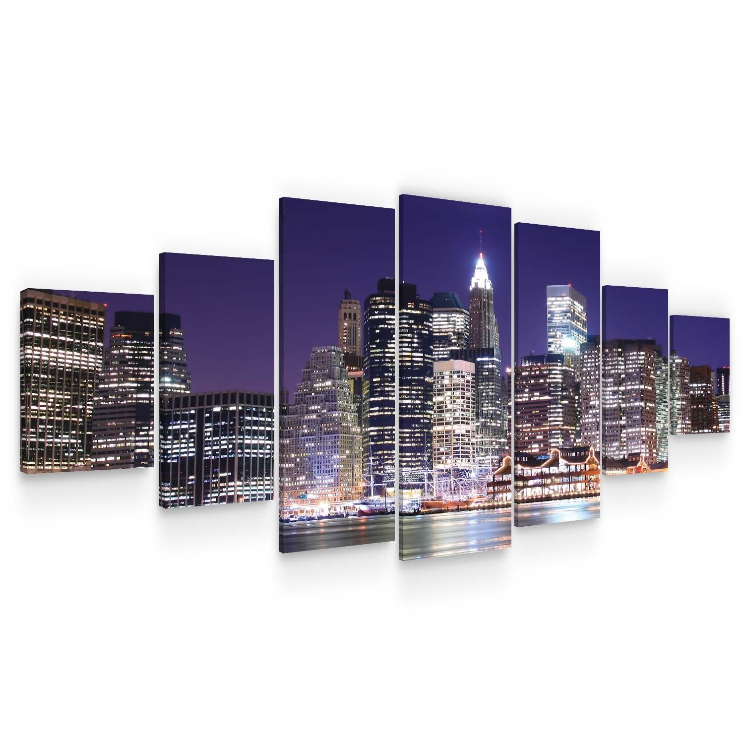 Set Tablou DualView Startonight Manhattan, 7 piese, luminos in intuneric, 100 x 240 cm