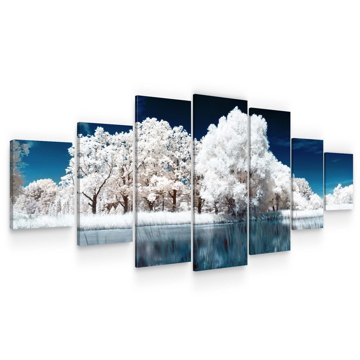 Set Tablou DualView Startonight Padurea inghetata, 7 piese, luminos in intuneric, 100 x 240 cm
