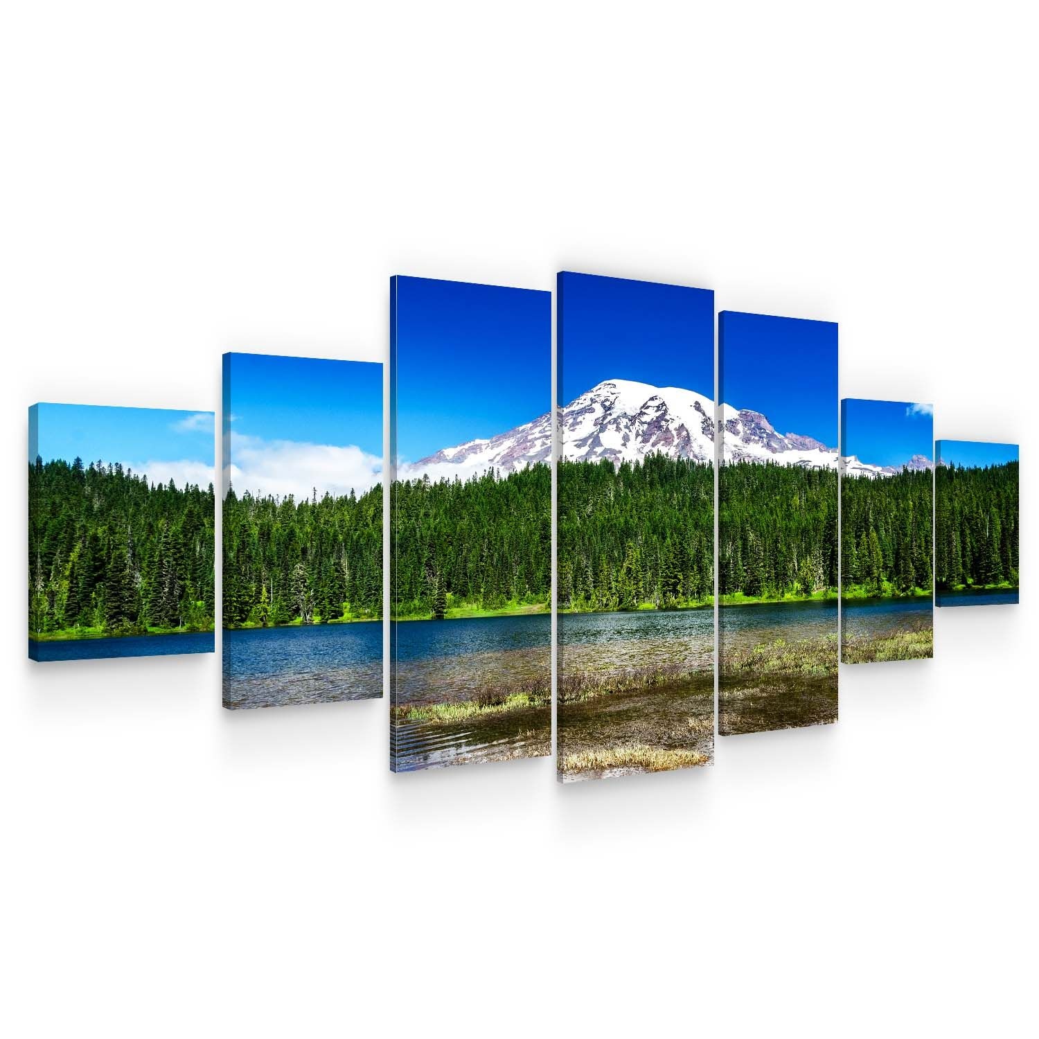 Set Tablou DualView Startonight Primavara in munti, 7 piese, luminos in intuneric, 100 x 240 cm