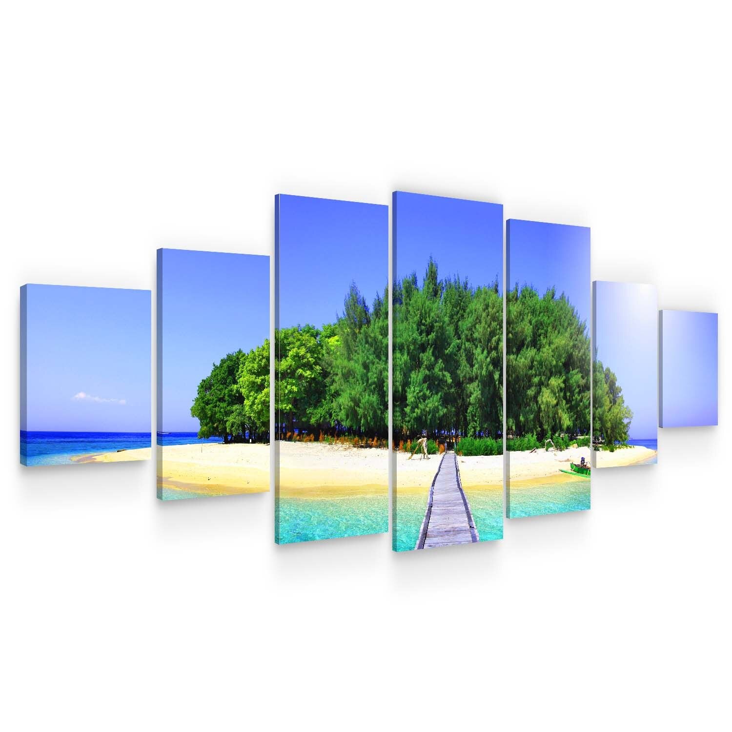 Set Tablou DualView Startonight Calea spre insula, 7 piese, luminos in intuneric, 100 x 240 cm