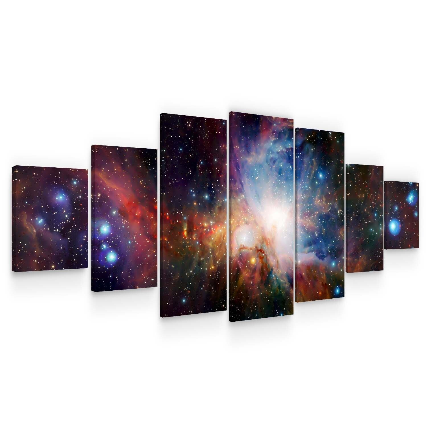 Set Tablou DualView Startonight Spatiu incredibil, 7 piese, luminos in intuneric, 100 x 240 cm