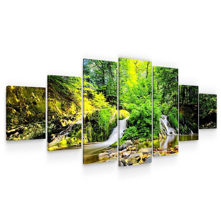 Set Tablou DualView Startonight Padure verde, 7 piese, luminos in intuneric, 100 x 240 cm