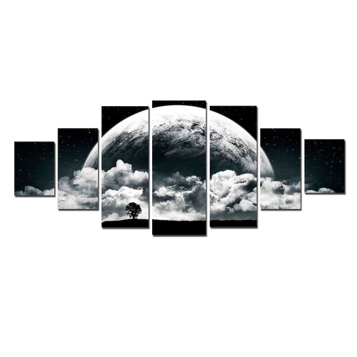 Startonight, DualView falikép szett, 7 részes, romantikus Hold minta, sötétben világít, 100 x 240 cm