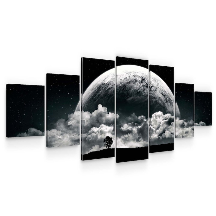 Set Tablou DualView Startonight Luna romantica, 7 piese, luminos in intuneric, 100 x 240 cm